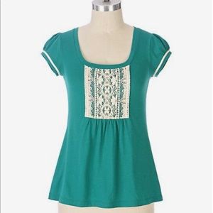 BOGO! Anthropologie C Keer Green Bibbed Scoopneck